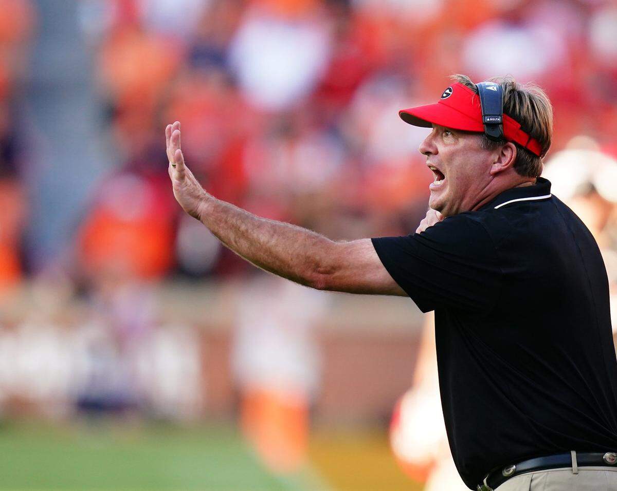 Head coach Kirby Smart will lead No. 1 Georgia against visiting and No. 20 Kentucky on Saturday night.