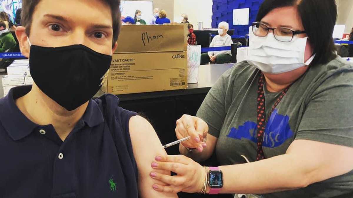 Fayette school board chairman Tyler Murphy received a COVID-19 vaccination on January 19, 2021.