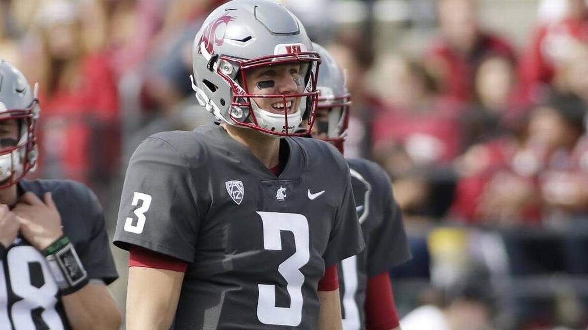 Washington State quarterback Tyler Hilinski in September 2017 on the field during warmups before a game against Oregon State in Pullman. Hilinski killed himself in January 2018.