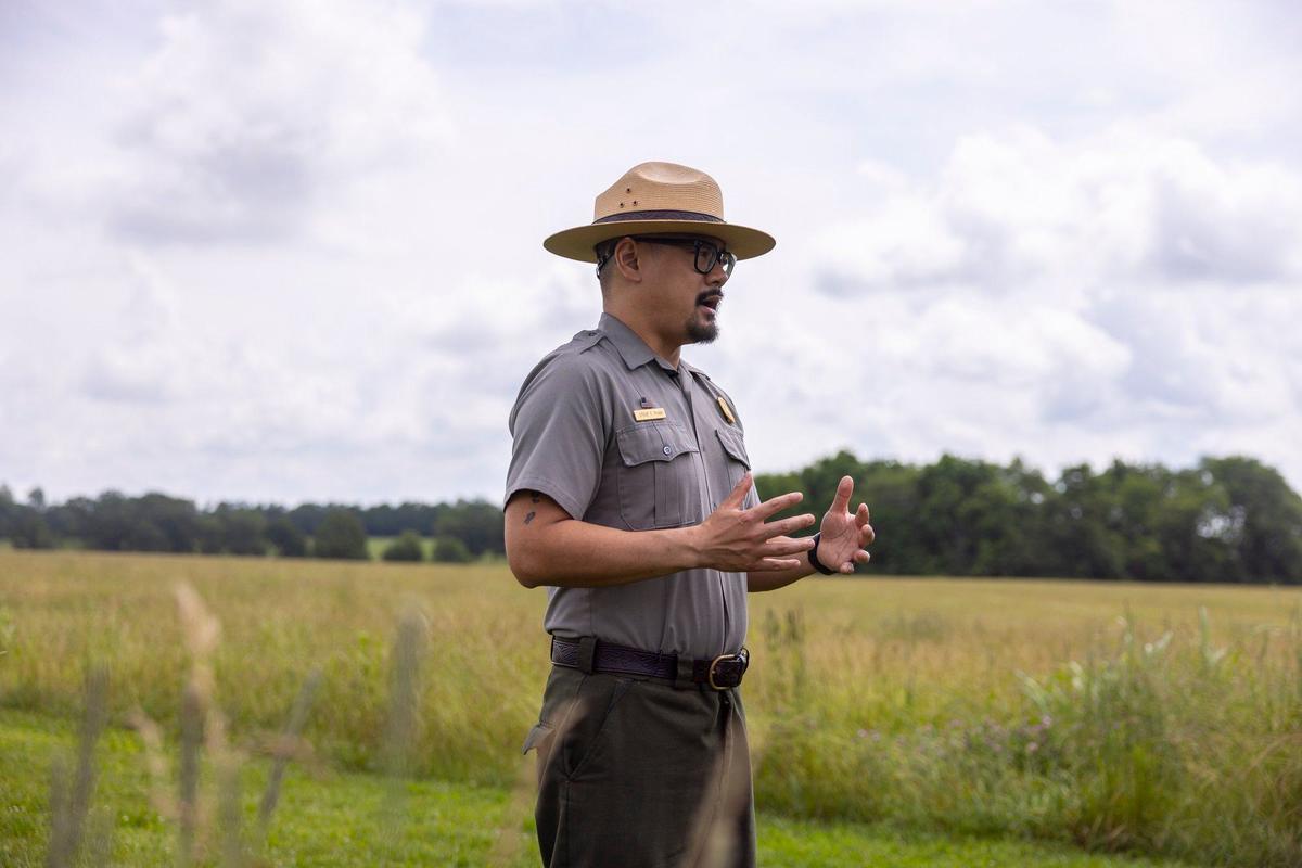Steve Phan, chief of interpretation at Camp Nelson National Monument, speaks about the site’s history in Nicholasville, Ky., on Monday, June 3, 2024.