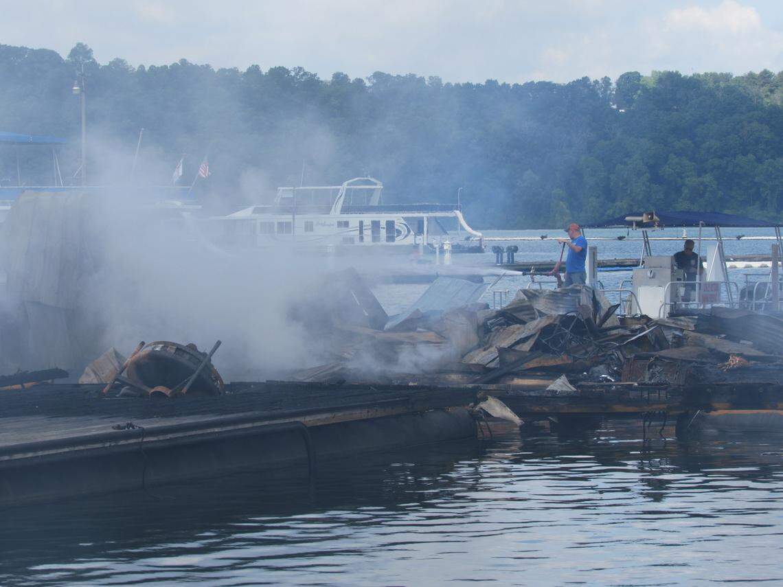 A fire destroyed the restaurant, store and office at Conley Bottom Resort on Lake Cumberland on May 20, 2019, but did not reach slips where private boats were moored.