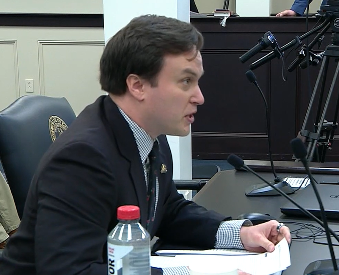 State Rep. Nick Wilson, R-Williamsburg, testifies to the Senate Judiciary Committee.