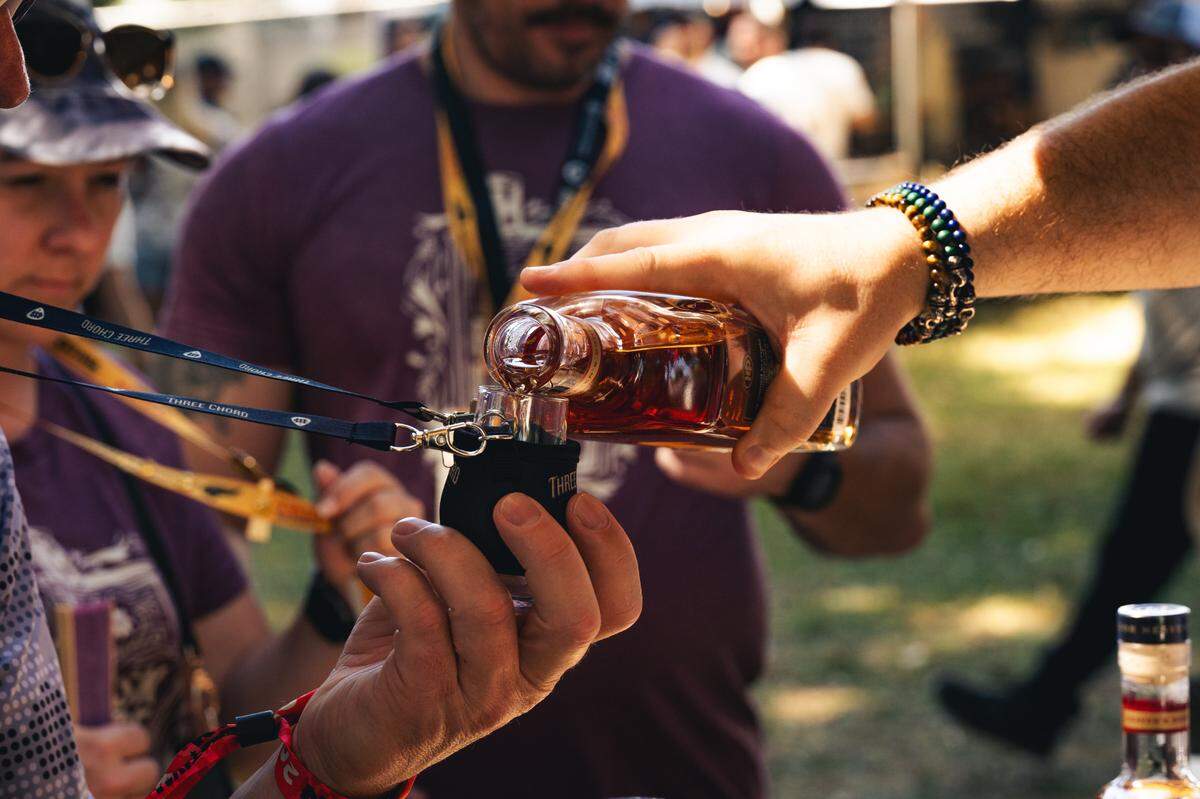 At the 2024 Kentucky Bourbon Festival, attendees sample pours of Kentucky bourbons and whiskeys in Bardstown.