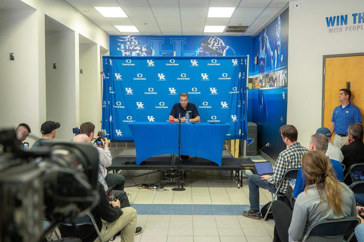 John Calipari addresses reporters during Kentucky’s media day activities on Wednesday. The UK coach is about to start his 15th season in Lexington.