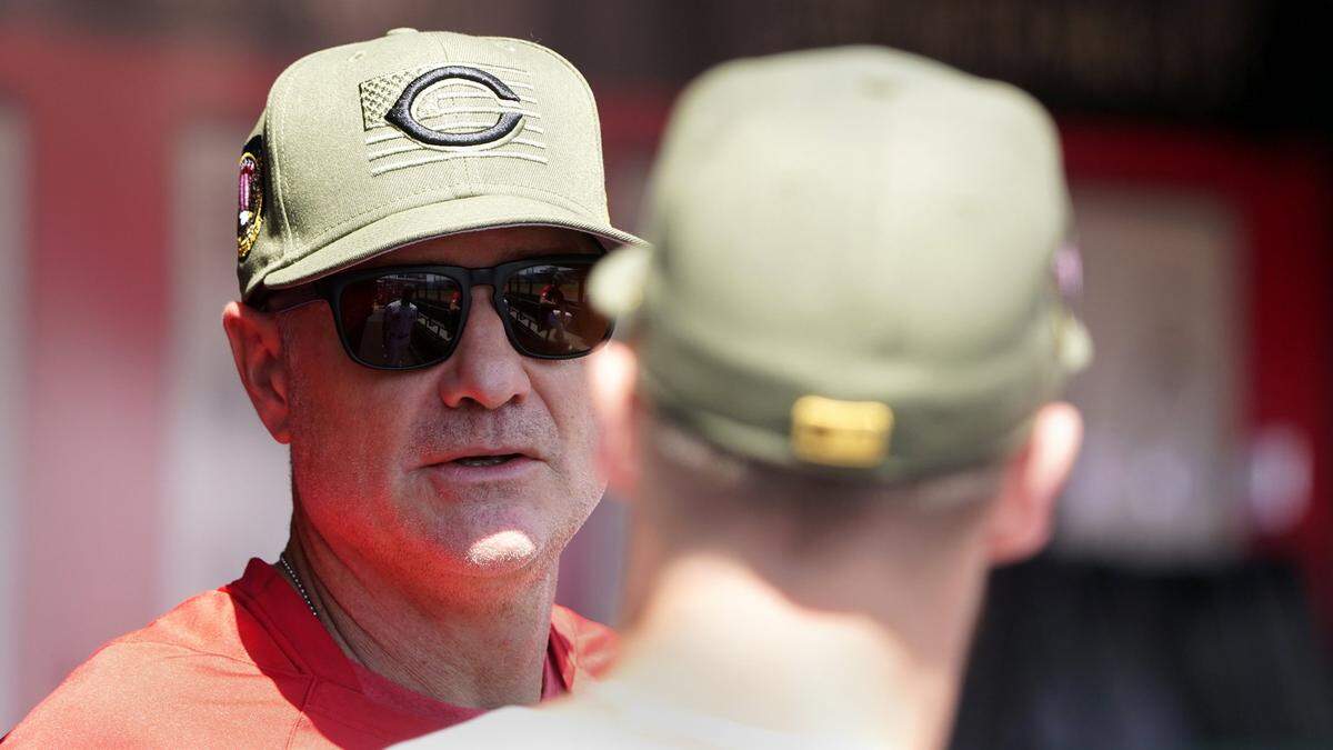 Reds Manager David Bell during the Cincinnati Reds-New York Yankees baseball game at Great American Ball Park, Cincinnati, OH on Sunday May 21, 2023.