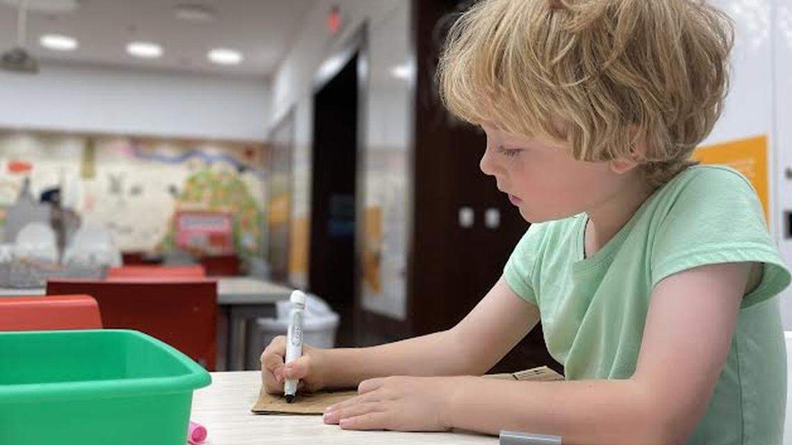 Jericho Elkins-Carr, a first grade student at Lexington’s Cassidy Elementary School, wants to be an artist. His mother, Ansel Elkins, is fighting art course cuts at the school.