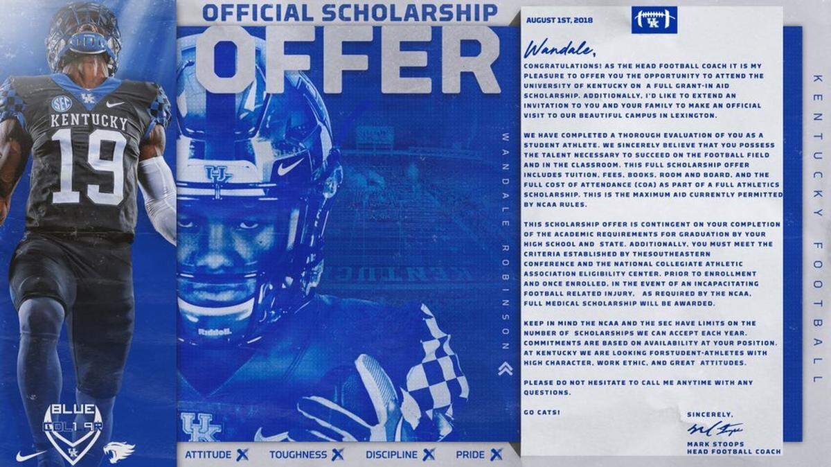Western Hills football star Wandale Robinson posted his official scholarship offer from Kentucky on Twitter on Wednesday.