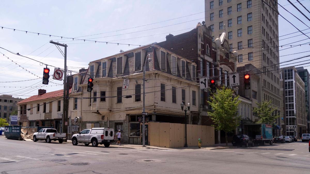 Renovations being done on the 200-plus year old building on the corner of N. Upper and Short Street. “We have to totally gut and repair the storefronts,” said Chad Needham, who is working with two others to renovate the downtown building.