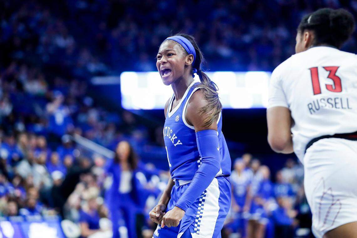 Super-senior guard Robyn Benton had a team-high 20 points in Kentucky’s 86-72 loss to intrastate rival Louisville on Sunday in Rupp Arena. The 5-foot-9 product of Conyers, Ga., joins sophomore Jada Walker and junior Maddie Scherr in a backcourt that is the strength of the Wildcats’ team.