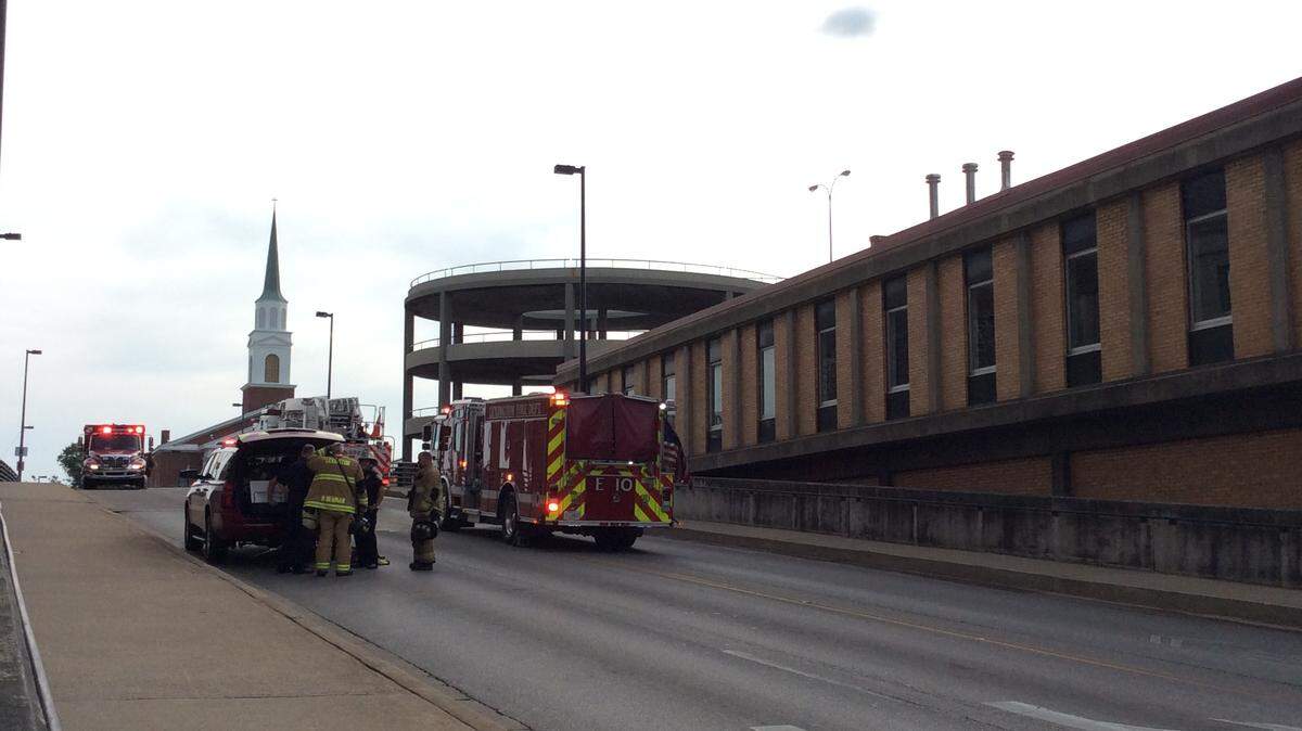 The Lexington Fire Department responded to a call about a car on fire inside the Helix parking garage at 156 East Main Street.