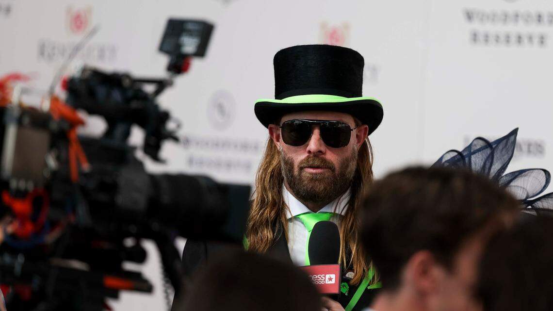 Jayson Werth, owner of Flying Mohawk, speaks to media at the Kentucky Derby Red Carpet on Saturday, May 3, 2025, at Churchill Downs in Louisville, Kentucky.