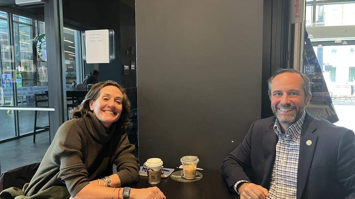 Linda Blackford and state Sen. Chris McDaniel met at the UK Starbucks on Oct. 27 to discuss civil discourse and politics.