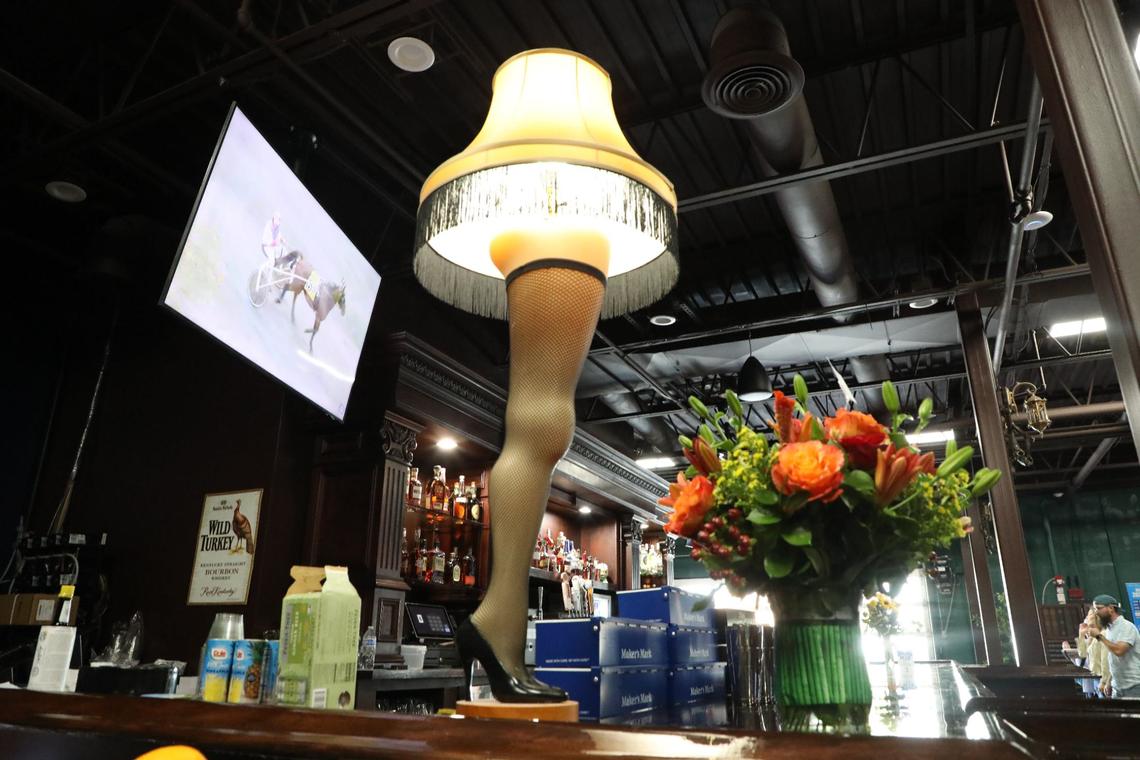 The bar at 2 Fisted Willie’s has quirky memorabilia, including a Leg Lamp, from “A Christmas Story.”