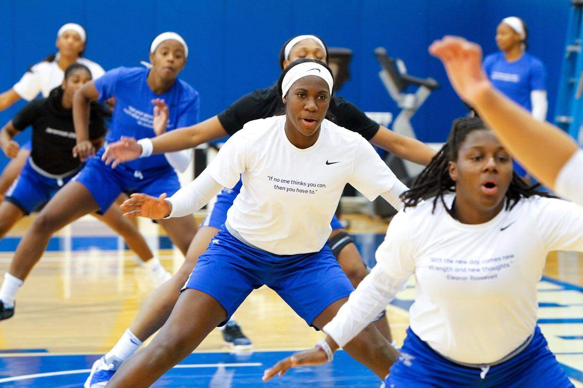 Rhyne Howard, middle, is expected to make an immediate impact as a freshman for Kentucky.