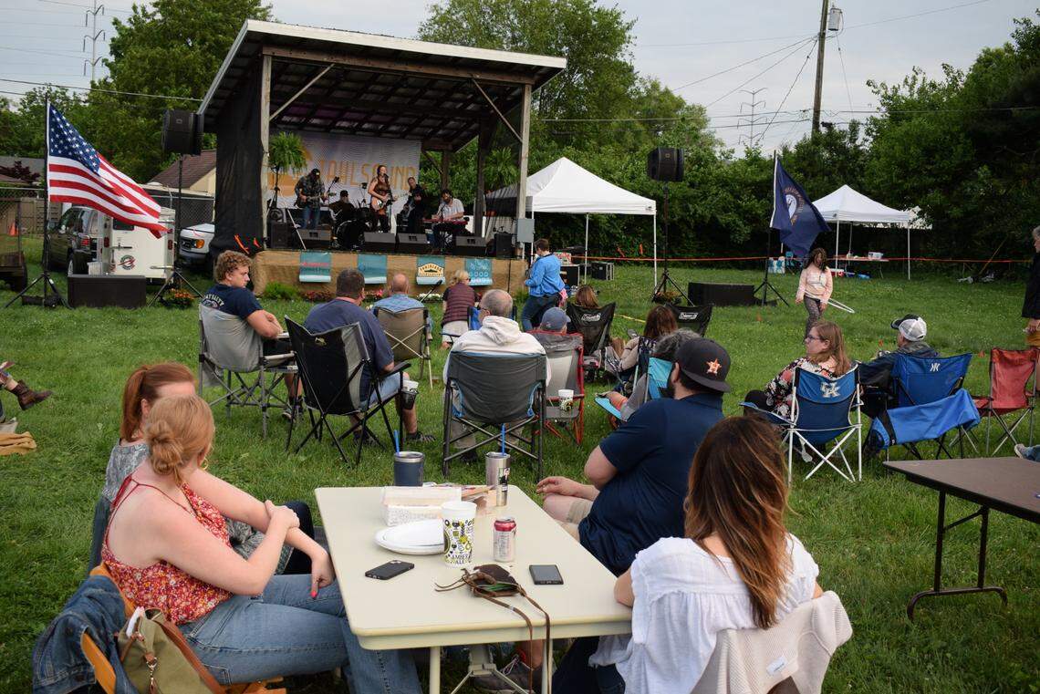 Performances at Tahlsound take place on a stage on the Oleika Temple Great Lawn, where concertgoers bring chairs, blankets, tables and enjoy local music.