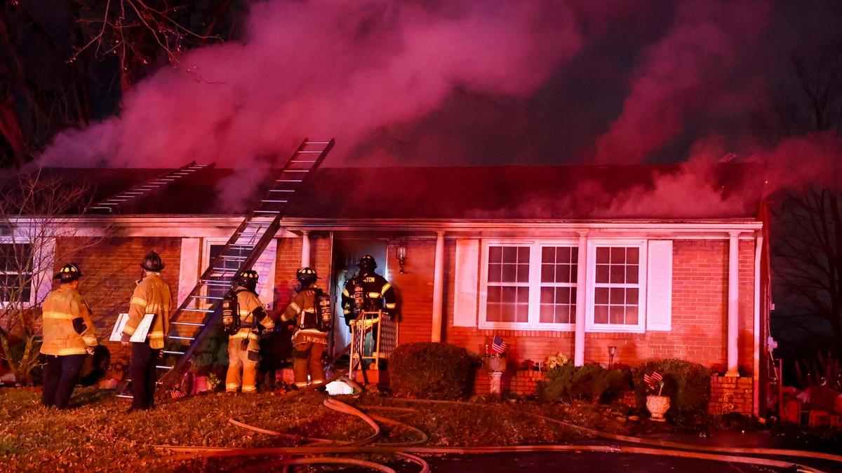 Lexington firefighters battle a residential fire at 3413 Dixiana Drive in the Gainesway neighborhood Sunday night, Dec. 29, 2024 in Lexington, Ky.