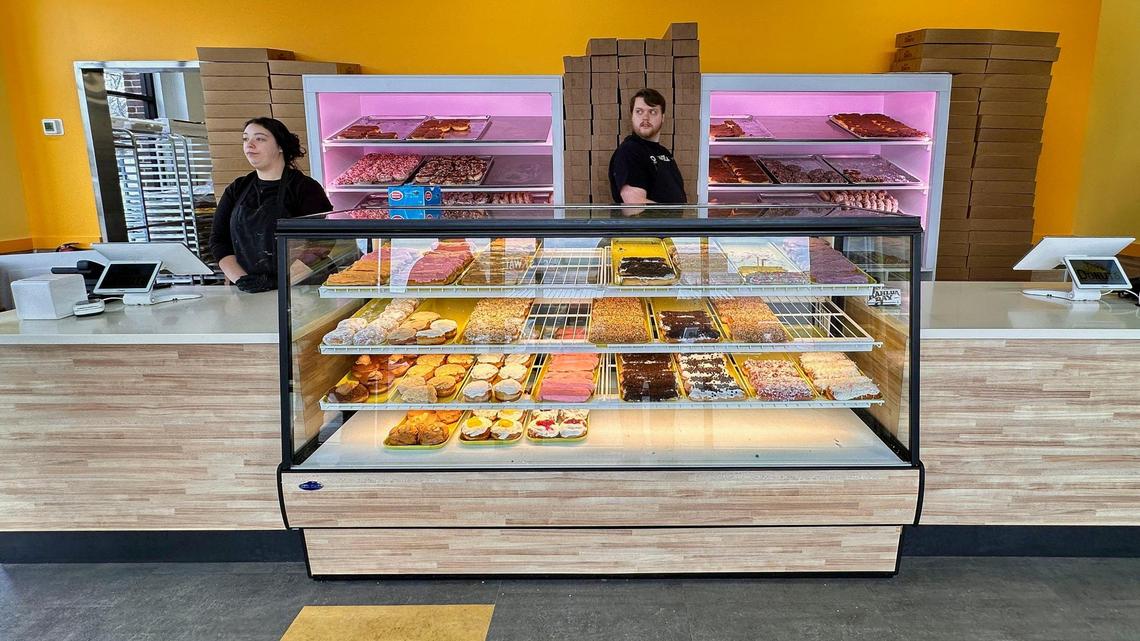 A variety of doughnuts on a display cases at Jeff’s Donuts, Thursday, Jan. 23, 2025, in Lexington, Ky. Every doughnut is made daily in-house and the shop is open 24 hours, seven days a week. Every doughnut cost $2.50 but doughnut holes are $.25 each.