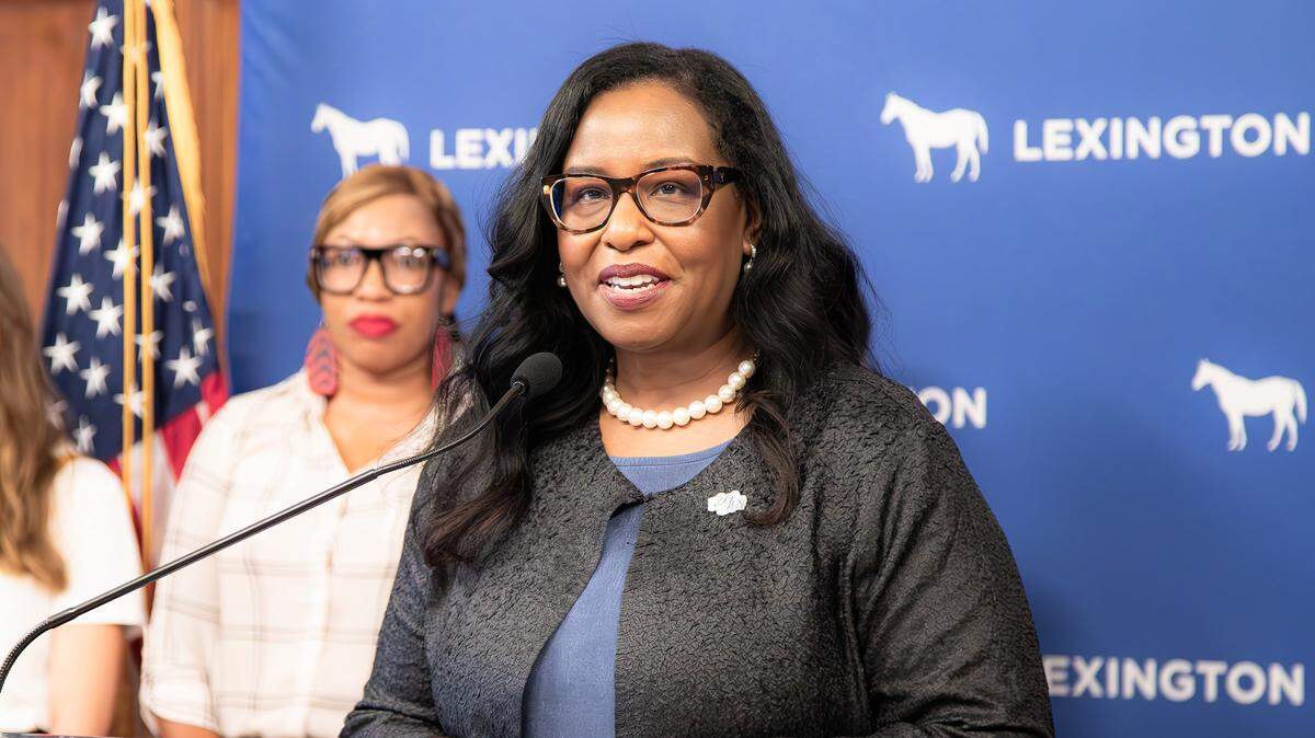 Mayor Linda Gorton named University of Kentucky administrator Lisa Higgins-Hord as the new Councilmember for the 6th District, replacing former Council member Denise Gray on August 22, 2025, at the Lexington Government Center in Lexington, Ky. 