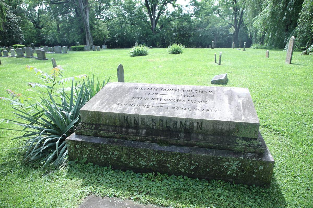 Burial sight of William “King” Solomon, a man who courageously dug graves for those who died during the cholera plague, when others would not at the Lexington Cemetery in Lexington, Ky on May 9, 2024.