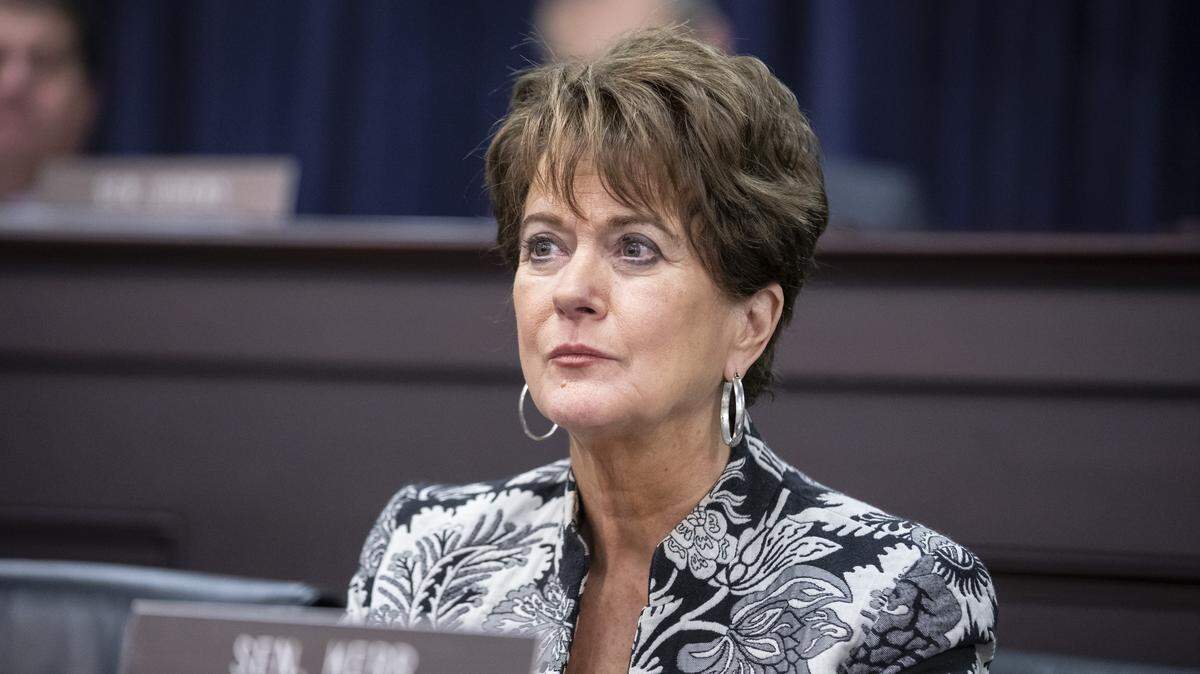 Kentucky Sen. Alice Forgy Kerr, R-Lexington, listens during a Kentucky Senate Appropriations and Revenue Committee hearing at the Kentucky state Capitol Annex in Frankfort, Ky., Tuesday, Feb. 11, 2020.