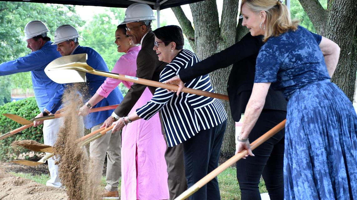 Hope Center Leadership and city and state officials break ground on the Hope Center’s additions to its Emergency Shelter on Wednesday, June 6, 2023 at the Hope Center Emergency Shelter in Lexington, Ky. The shelter has not had any changes of this scale since it opened 30 years ago, and the Hope Center says the new additions will help address the central causes of homelessness.