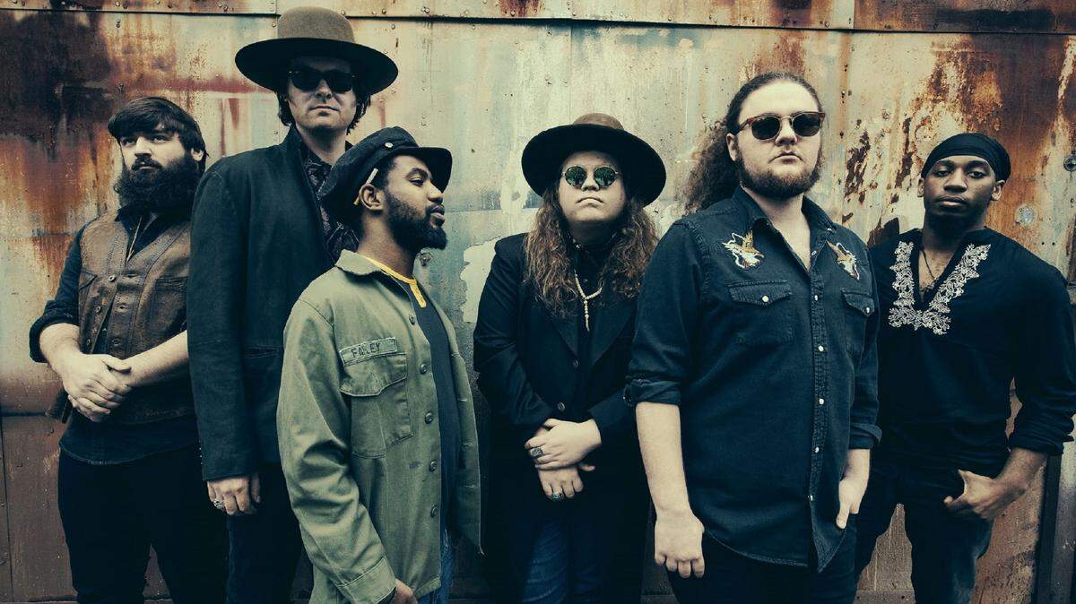 The Marcus King Band from left: Jack Ryan (drums), Dean Mitchell (saxophone), DeShawn Alexander (keyboards), Marcus King (guitar), Stephen Campbell (bass) and Justin Johnson (trumpet/trombone).