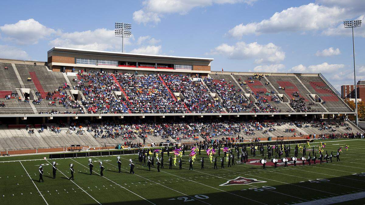 Paul Laurence Dunbar performs at Western Kentucky University's Houchens Industries-L.T. Smith Stadium on Saturday, Oct. 29, 2011 at the semi-finals of the class AAAAA competition of the Kentucky Educators Music Association State Marching Band Championships  in Bowling Green, Ky.  Photo by Chris Wilson