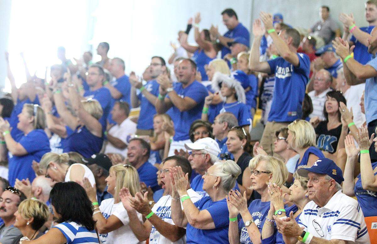University of Kentucky fans packed the Kendal G.L. Isaacs National Gymnasium in Nassau, Bahamas, during UK’s trip there in 2014.