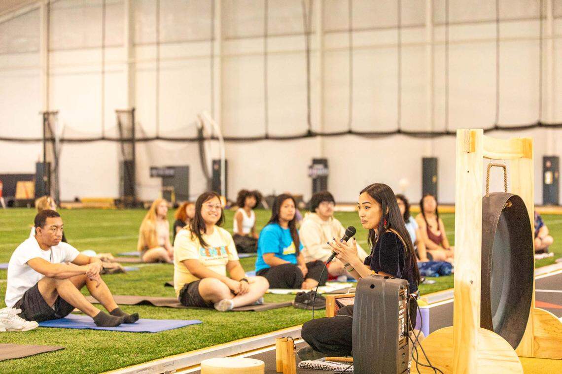 Ahead Centre College’s spring semester finals week, guest Cassandra Lam led a Collective Rest session for students, faculty and staff in May 2024.