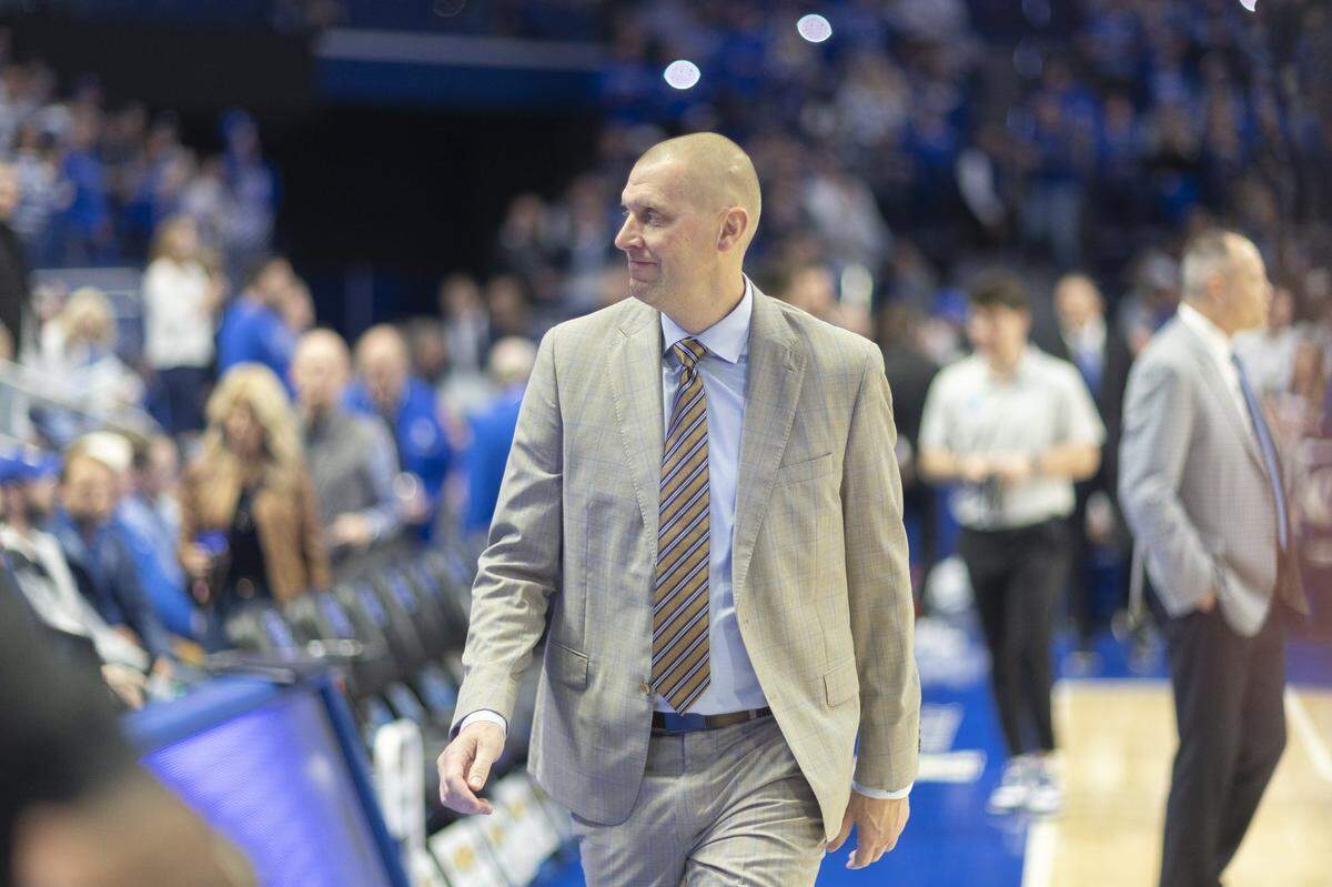 Kentucky head coach Mark Pope takes the court before Friday’s game against Valparaiso at Rupp Arena.