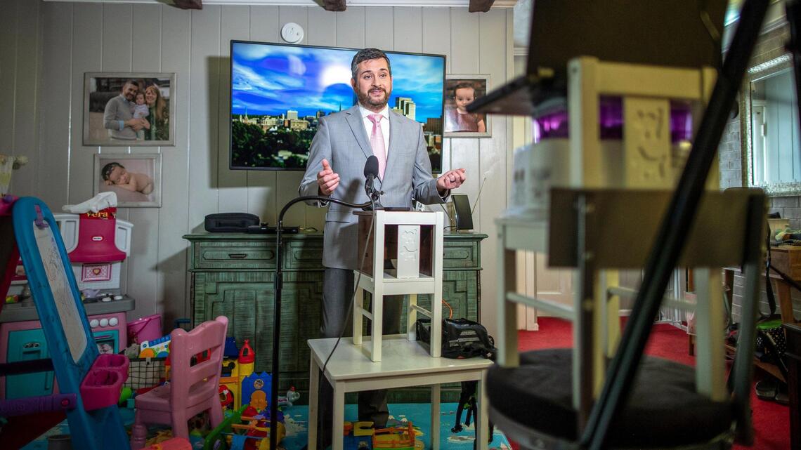 Barking dogs, toys, makeshift prompters: Behind the scenes with stay-at-home TV anchors
