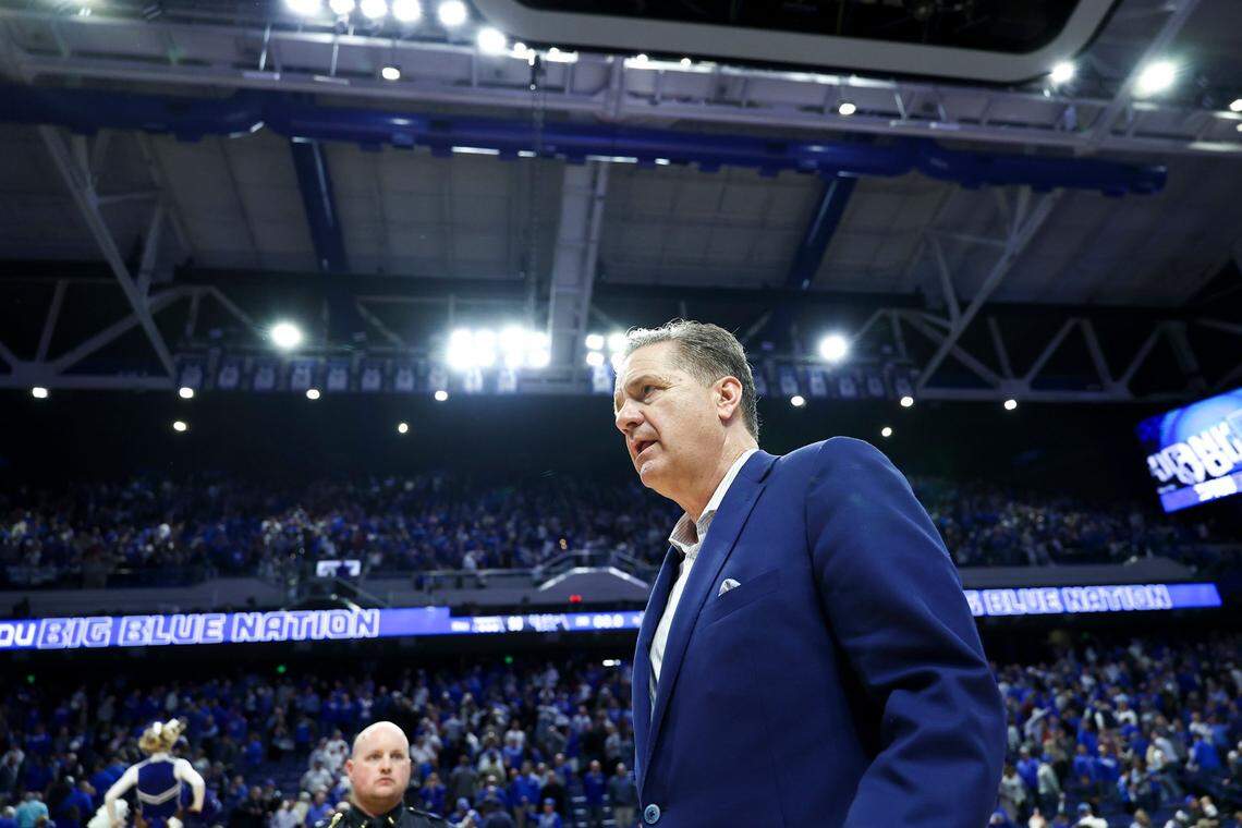 Kentucky coach John Calipari walked off the court after UK’s 93-77 win over Vanderbilt on March 6, 2024. It turned out to be the final game that Calipari, now the Arkansas head man, coached UK at Rupp Arena.