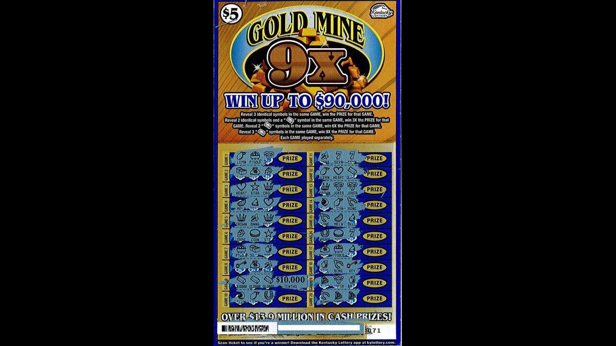 This Gold Mine 9X scratch-off ticket won a Nicholasville couple $64,000 after taxes, according to a Tuesday release from the Kentucky Lottery.