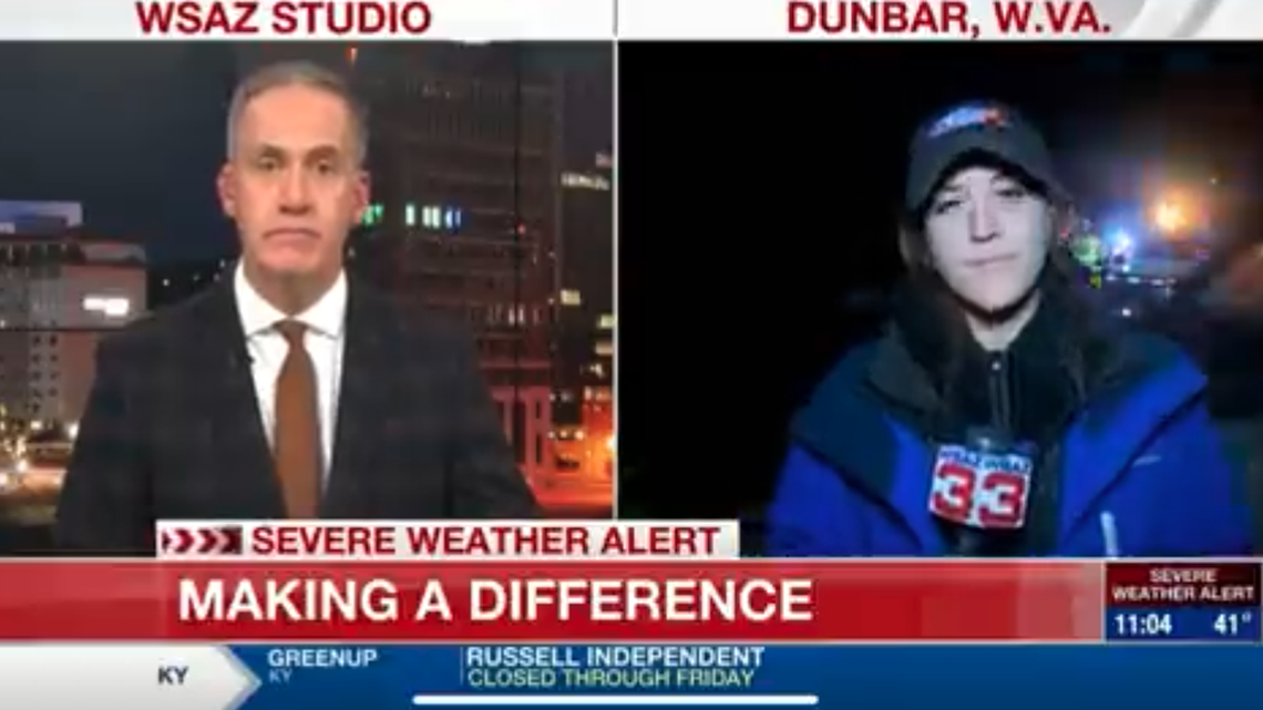 Tori Yorgey, a reporter with WSAZ in West Virginia, was struck by a vehicle during a live broadcast.