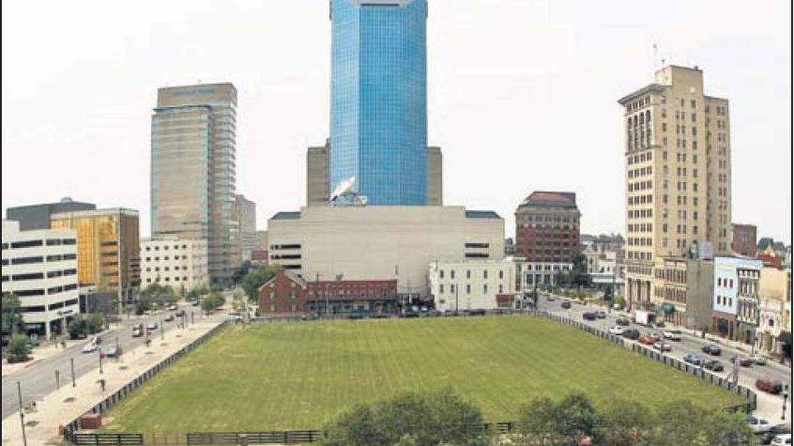 In summer, the grass on CentrePointe block is an easy-to-read indicator of whether Lexington is experiencing rainfall or drought.