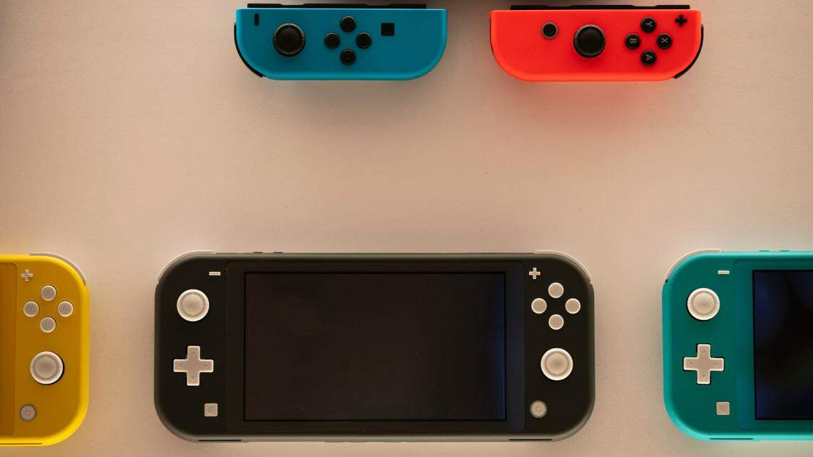 Nintendo Switch game consoles are on display at Nintendo’s official store in the Shibuya district of Tokyo, Thursday, Jan. 23, 2020. (AP Photo/Jae C. Hong)