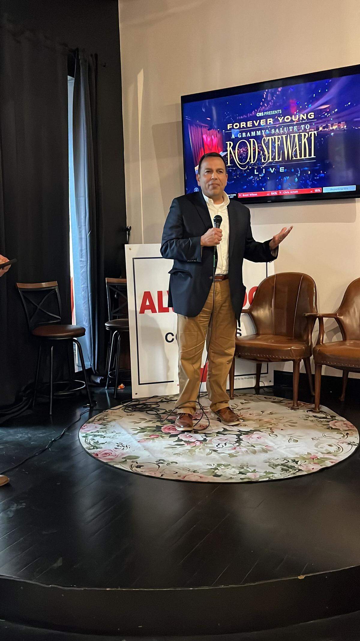 Ralph Alvarado, who won the Republican primary for the Kentucky 6th Congressional District on Tuesday, May 19, 2026, at his watch party in Winchester.