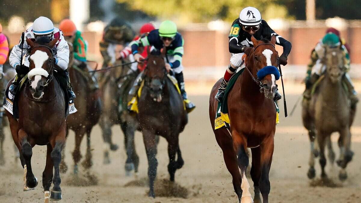 the 146th running of the Kentucky Derby at Churchill Downs in Louisville, Ky., Saturday, Sept. 5, 2020.