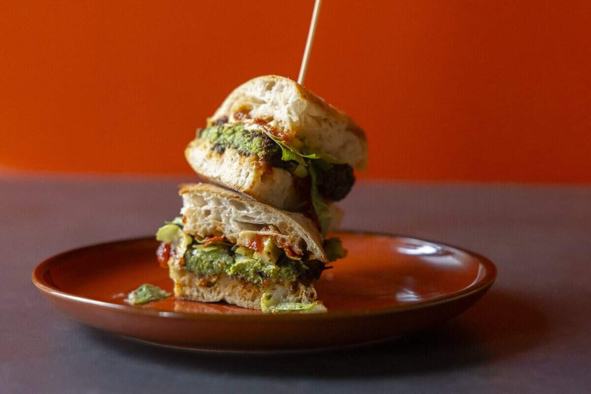 The falafel sandwich is photographed at Mulberry Street Bar & Kitchen in Lexington, Ky., on Wednesday, July 8, 2026.