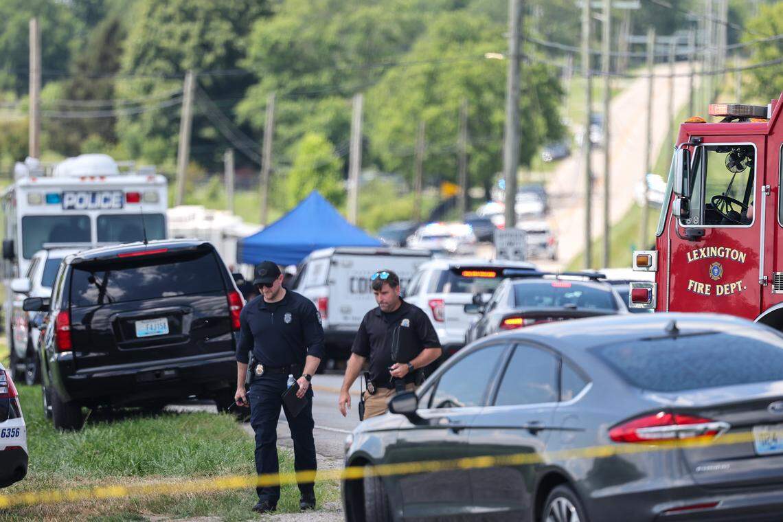 Parts of Old Richmond Road were blocked off as police investigated a shooting at a Lexington church Sunday afternoon.