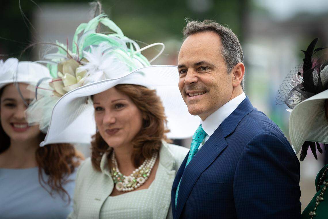 Kentucky Governor Matt Bevin poses for a photo at Churchill Downs in Louisville, Ky., Saturday, May 4, 2019.