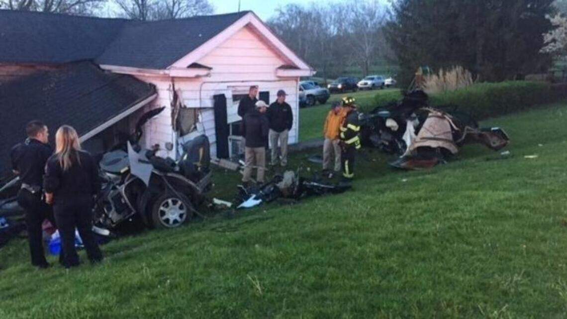 Home hit, car split in two during police chase in Bourbon County