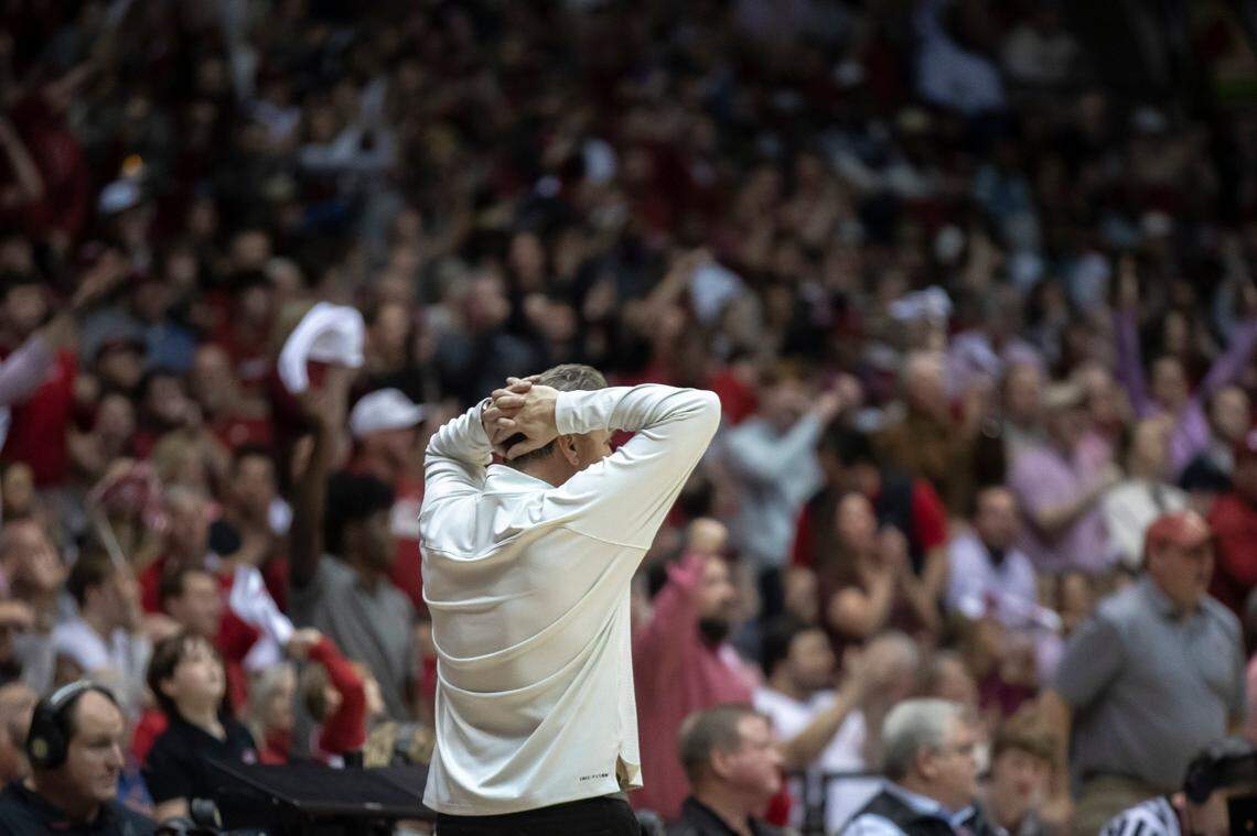 Kentucky head coach John Calipari watches his team play against Alabama on Saturday at Coleman Coliseum in Tuscaloosa, Ala.