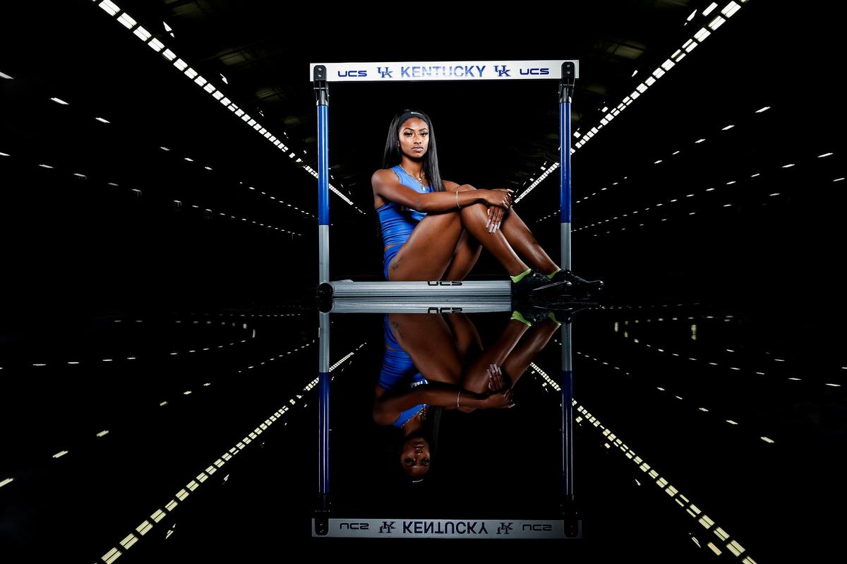 University of Kentucky track standout Masai Russell has forged endorsement deals with World Wrestling Entertainment, along with companies that sell sports apparel, digital streaming services, energy drinks and lingerie, among others.