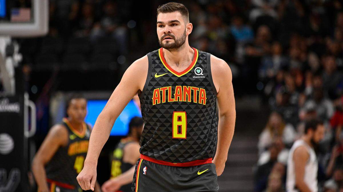 The Atlanta Hawks’ Isaac Humphries made his NBA debut against the San Antonio Spurs on April 2.