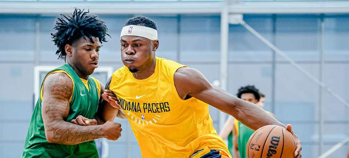 Kentucky basketball’s Oscar Tshiebwe works out for the Indiana Pacers on June 14 ahead of the NBA Draft.