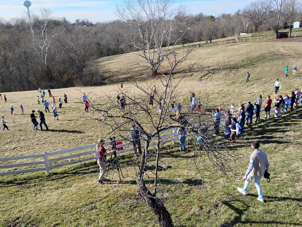 Saturday’s 150th Anniversary Kentucky Meat Shower Festival concluded with an airplane drop of 1876 slices of beef jerky wrapped in cellophane designed to ensure the droppings floated to the ground and didn’t injure the more than 600 attendees.