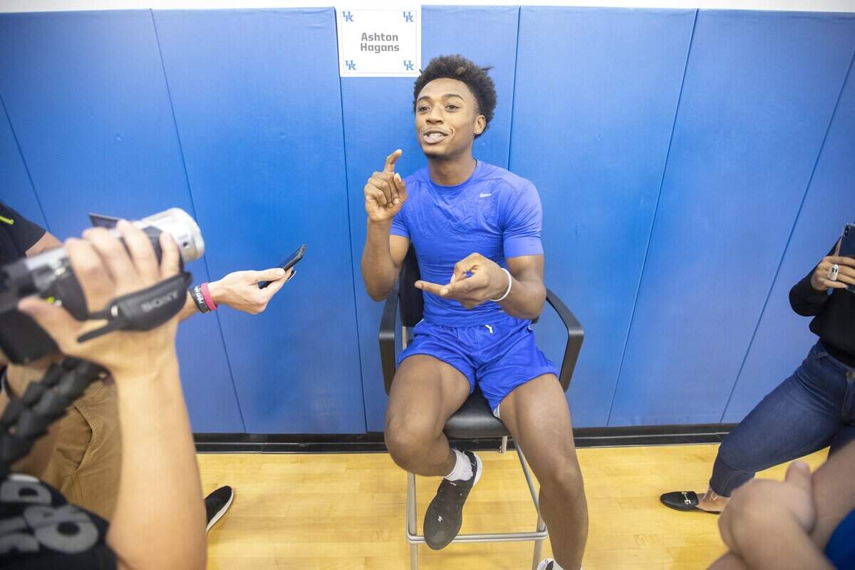 Kentucky sophomore point guard Ashton Hagans says his former UK classmates Tyler Herro and Keldon Johnson encouarged him to follow in their paths and enter the NBA Draft as a one-and-done player. “But, talking to my parents, we had a different decision,” Hagans says.