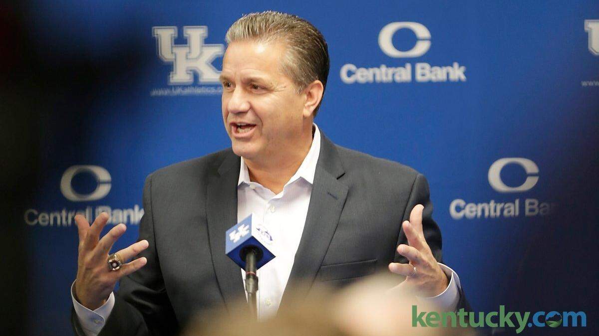 Head coach John Calipari took reporter's questions during Kentucky Men's Basketball media day at Joe Craft Center in Lexington, Ky., on Oct. 14, 2015. Photo by Pablo Alcala | Staff