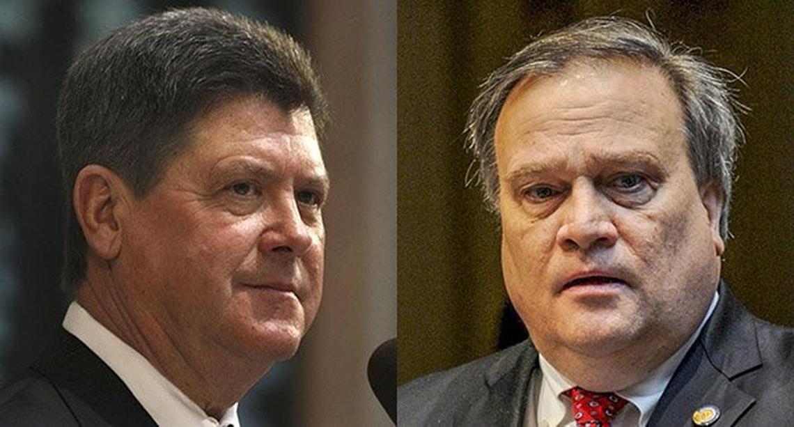 Former House Speaker Greg Stumbo, left, D-Prestonsburg, and Senate President Robert Stivers, R-Manchester